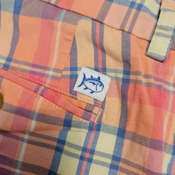 SOUTHERN TIDE SKIPJACK 9 INCH SHORTS PLAID SIZE 34 PASTEL BEACH GOLF COTTON - Picture 8 of 11